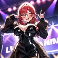メガネを掛け、レザーのライブ衣装を着て歌う西木野真姫（ラブライブ！） 2枚目