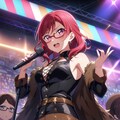 メガネを掛け、レザーのライブ衣装を着て歌う西木野真姫（ラブライブ！） 4枚目