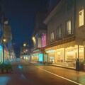 夜の商店街、背景 5枚目