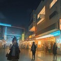 夜の商店街、背景 4枚目