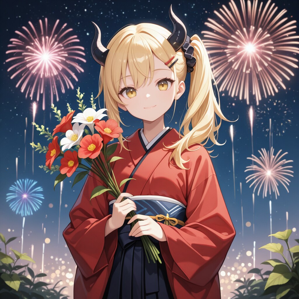 花と花火と女鬼高生さん