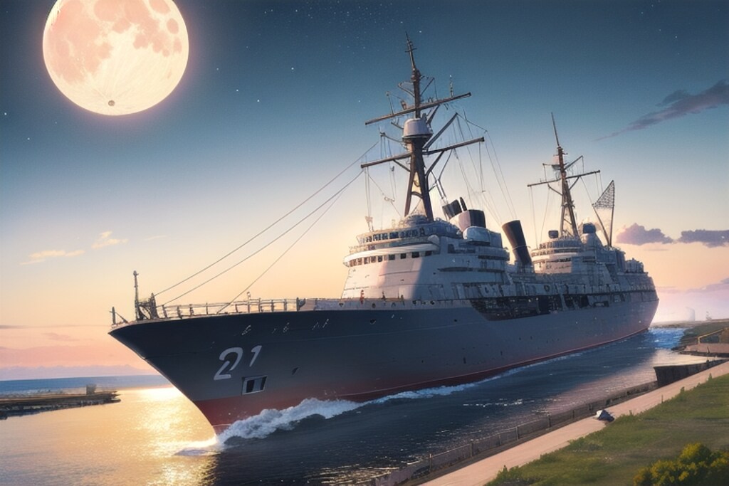 軍艦と月夜