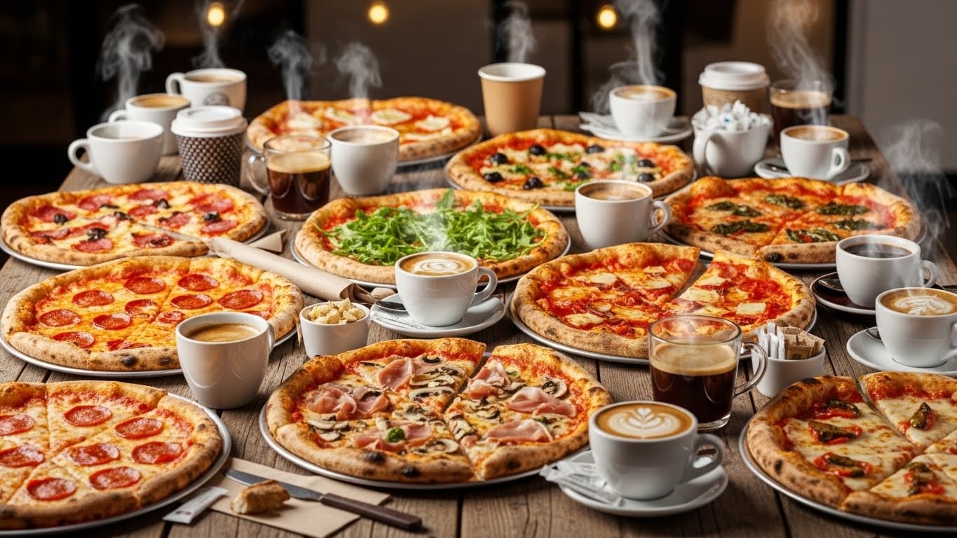 摩訶不思議食堂のピザ食べ放題と珈琲飲み放題のセット | の人気AIイラスト・グラビア