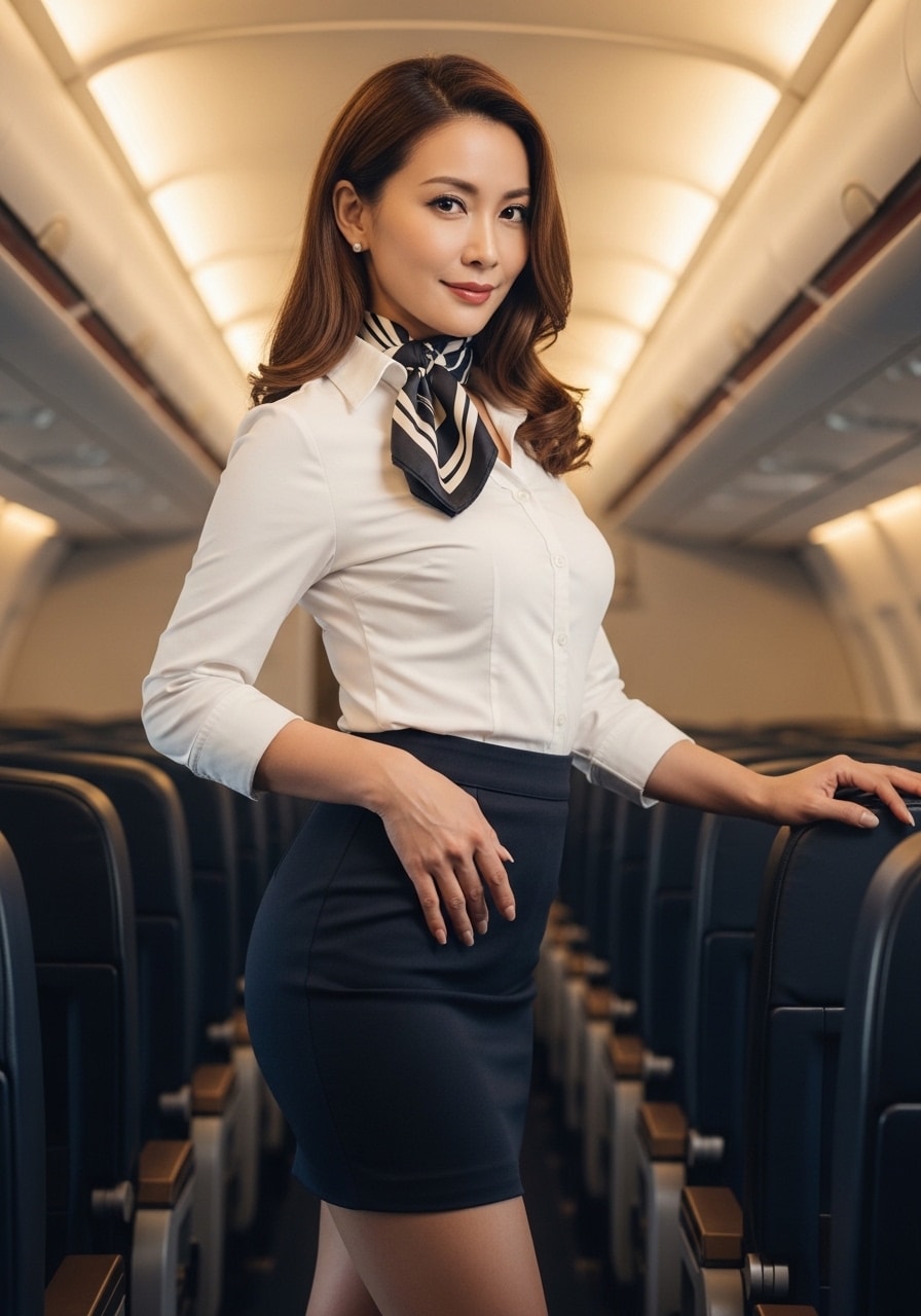 人妻客室乗務員