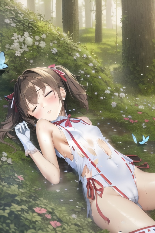 夢の中で敗北してしまうツインテ巫女ちゃん