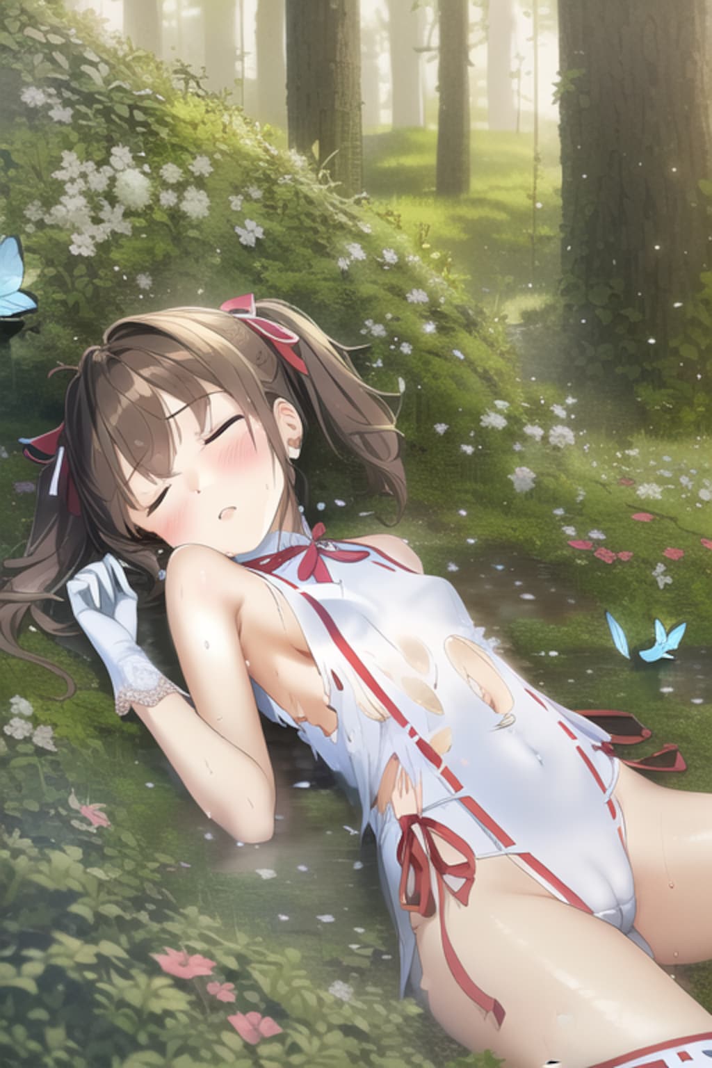 夢の中で敗北してしまうツインテ巫女ちゃん