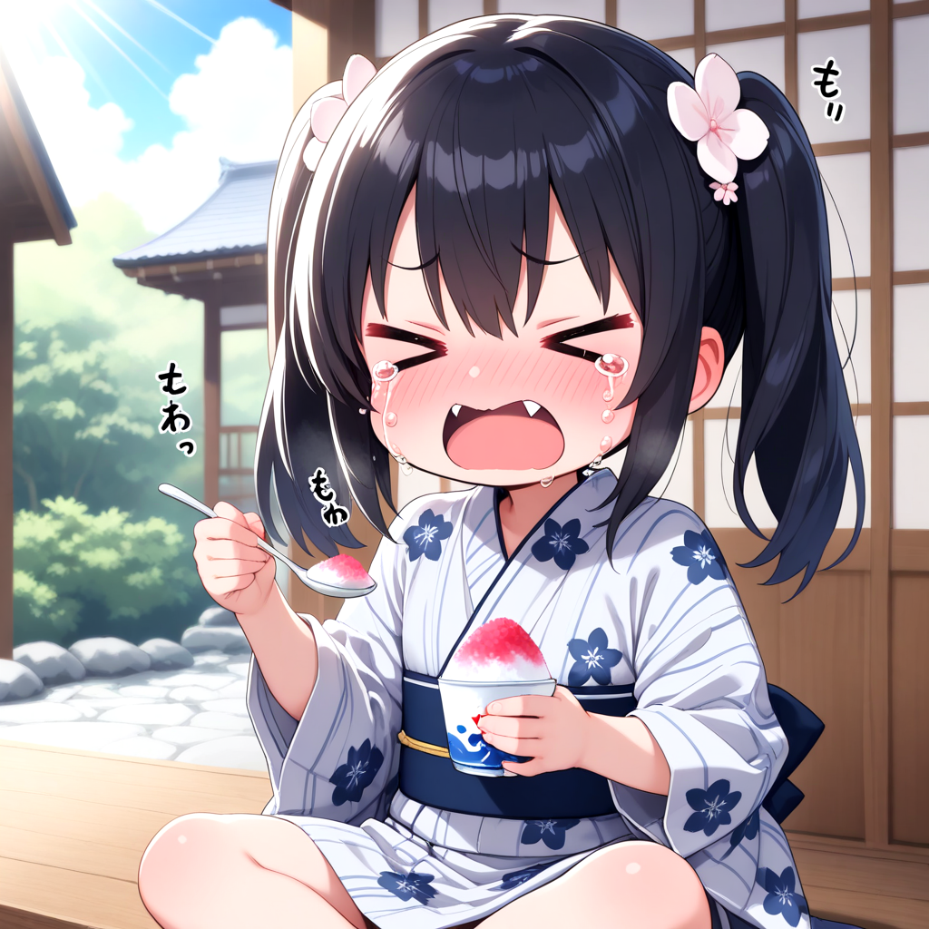 かき氷を食べて頭がキンキンしてしまったちーちゃん！！