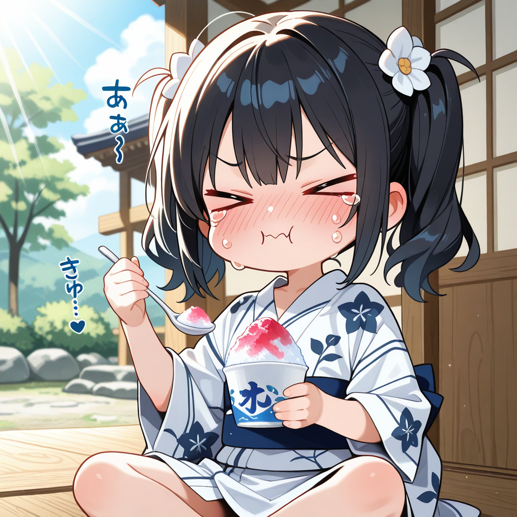 かき氷を食べて頭がキンキンしてしまったちーちゃん！！