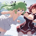 東洋〇産バトル！！ボツ画　　　　　　　　　　　　　　　　　　　❤️赤いきつね娘ちゃん ｖｓ 💚緑のたぬき嬢 🐾 3枚目