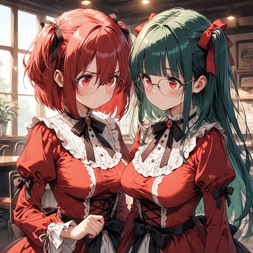 東洋〇産バトル！！ボツ画　　　　　　　　　　　　　　　　　　　❤️赤いきつね娘ちゃん ｖｓ 💚緑のたぬき嬢 🐾