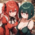東洋〇産バトル！！ボツ画　　　　　　　　　　　　　　　　　　　❤️赤いきつね娘ちゃん ｖｓ 💚緑のたぬき嬢 🐾 8枚目