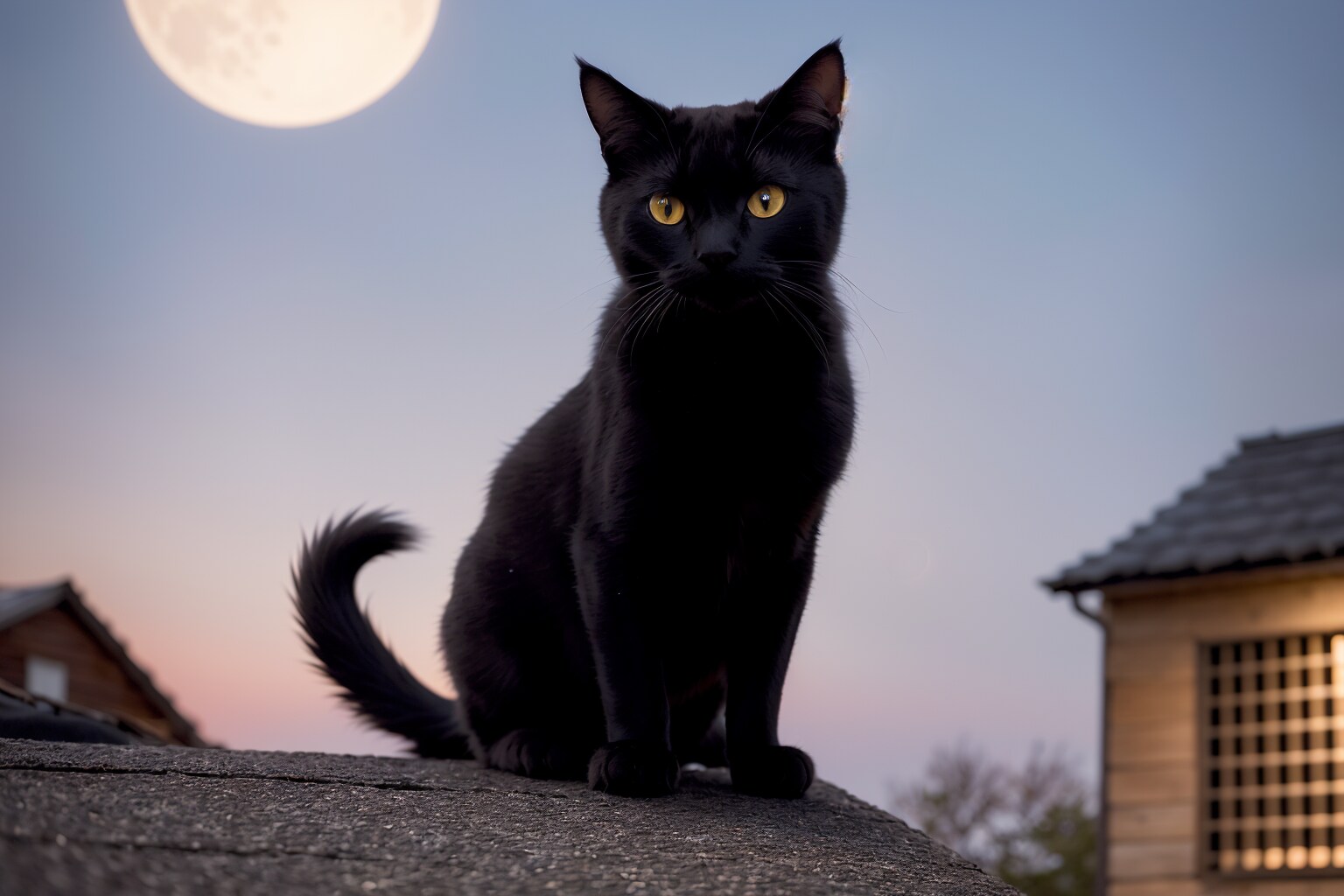 月夜の黒猫