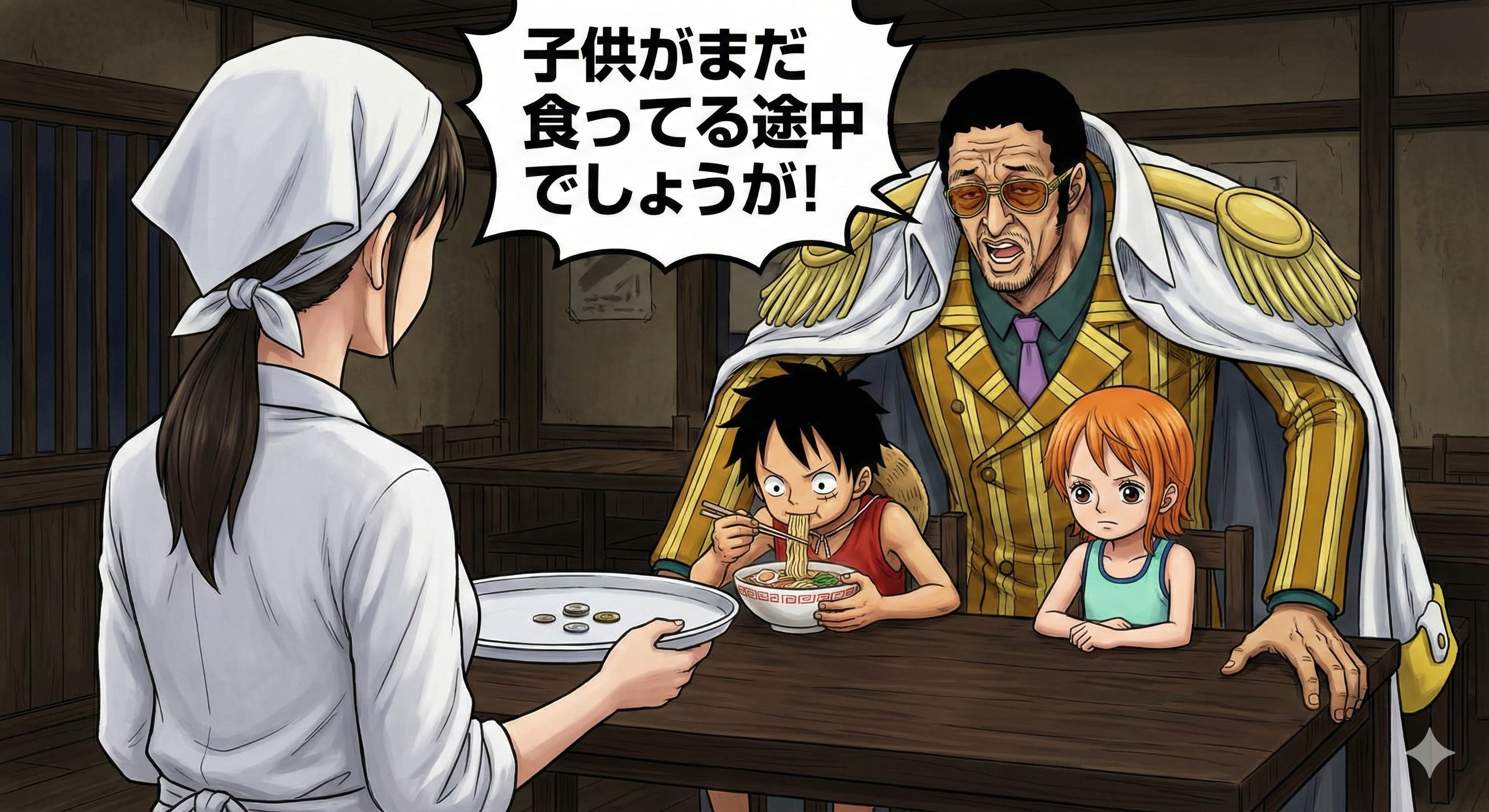 子供がまだ食ってる途中でしょうが！