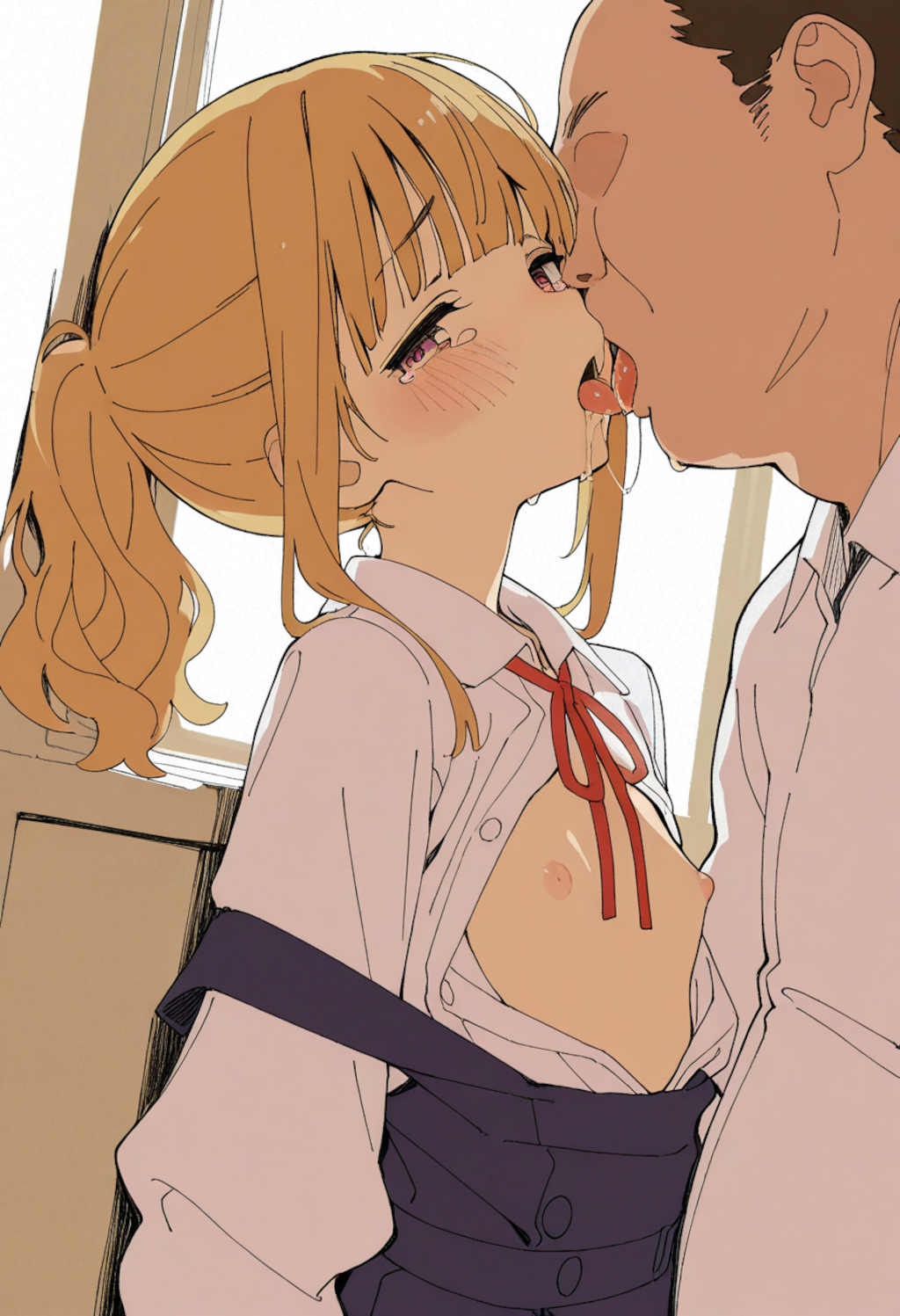 そろそろやめないと遅刻しちゃうよぅ、汚とうさん　の図