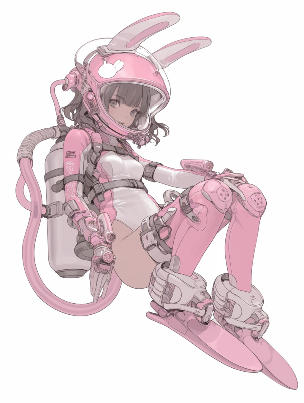 pink bunny diver girl sci-fi mode 兎潜水隊