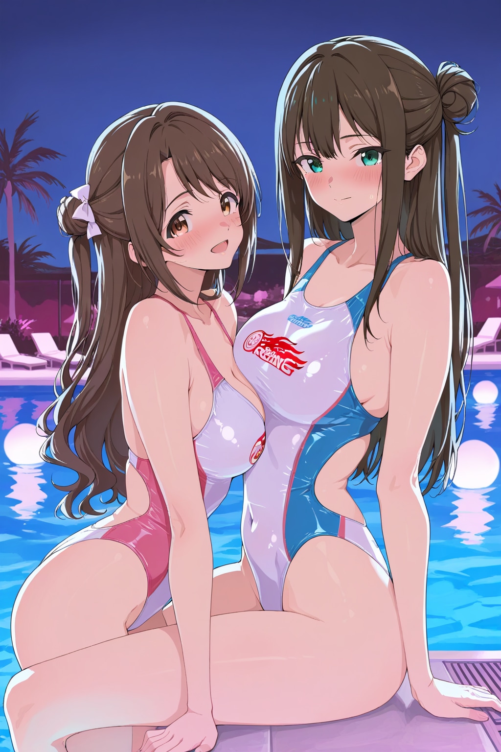 競泳水着のしまむーとしぶりん