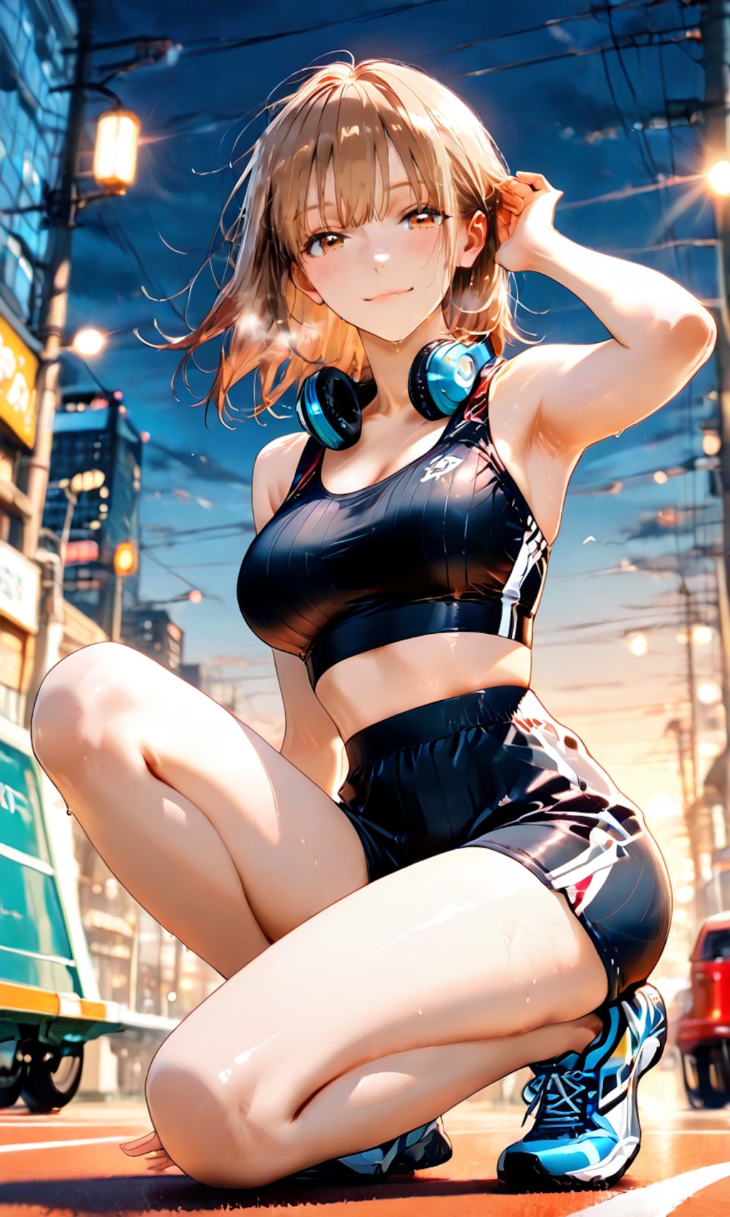 鹿野千夏、走り込みの後で汗だくのまま緩む努力家の笑顔