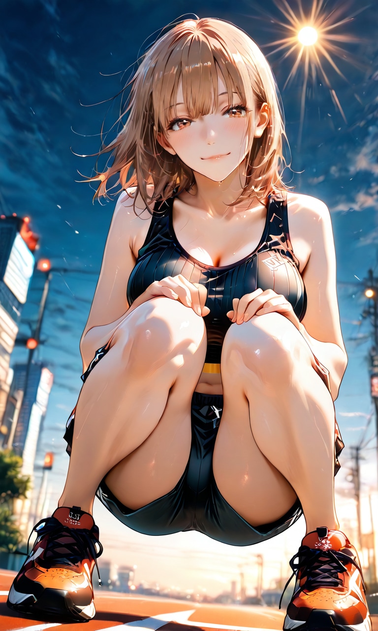 鹿野千夏、走り込みの後で汗だくのまま緩む努力家の笑顔