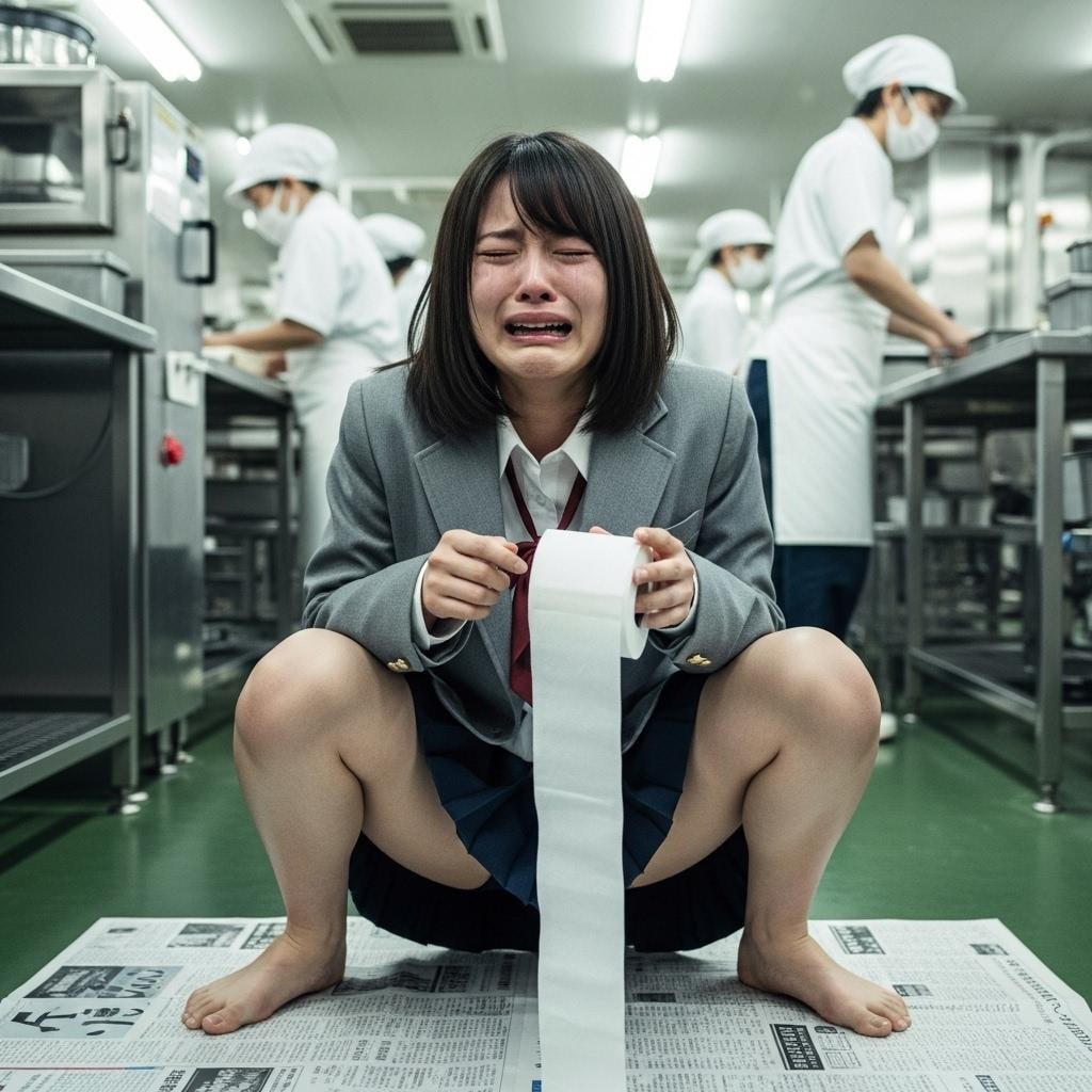 給食室の熱気と湯気：羞恥に濡れる素顔