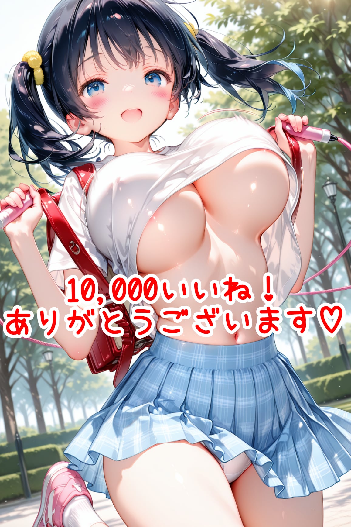 【感謝イラスト】けしからんおっぱい娘に縄跳びして貰った♪
