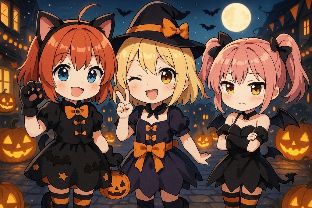 【累計37000いいね記念】うちの子ハロウィンのちびキャラ風