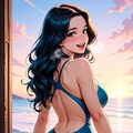 ビーチを楽しむ少女 3枚目