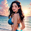 ビーチを楽しむ少女 4枚目
