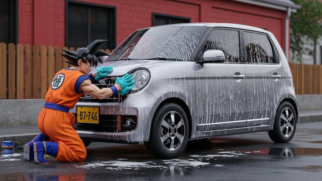 孫悟空がN-ONEを洗う