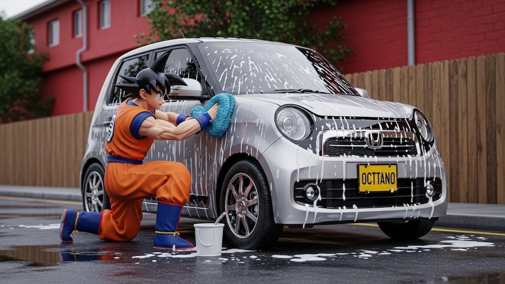 孫悟空がN-ONEを洗う