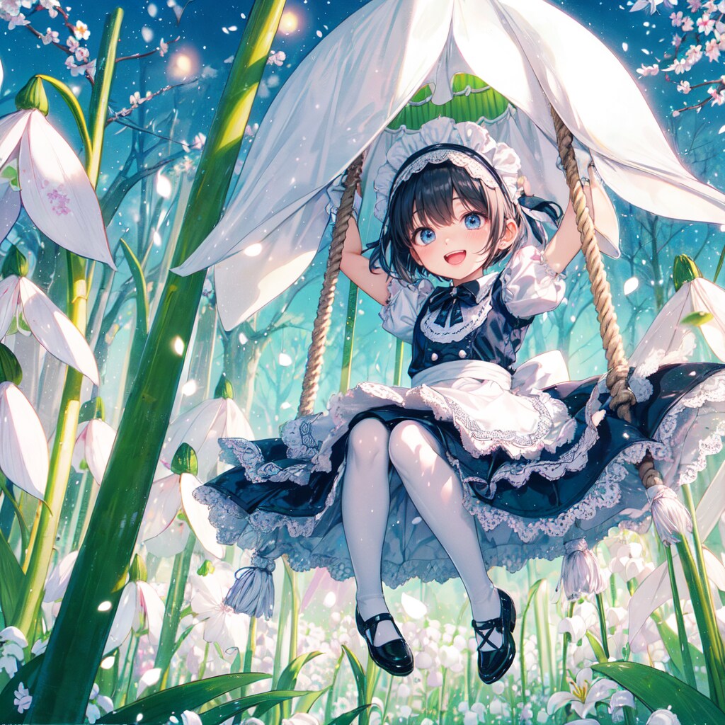 お花のブランコでアゲアゲ♪