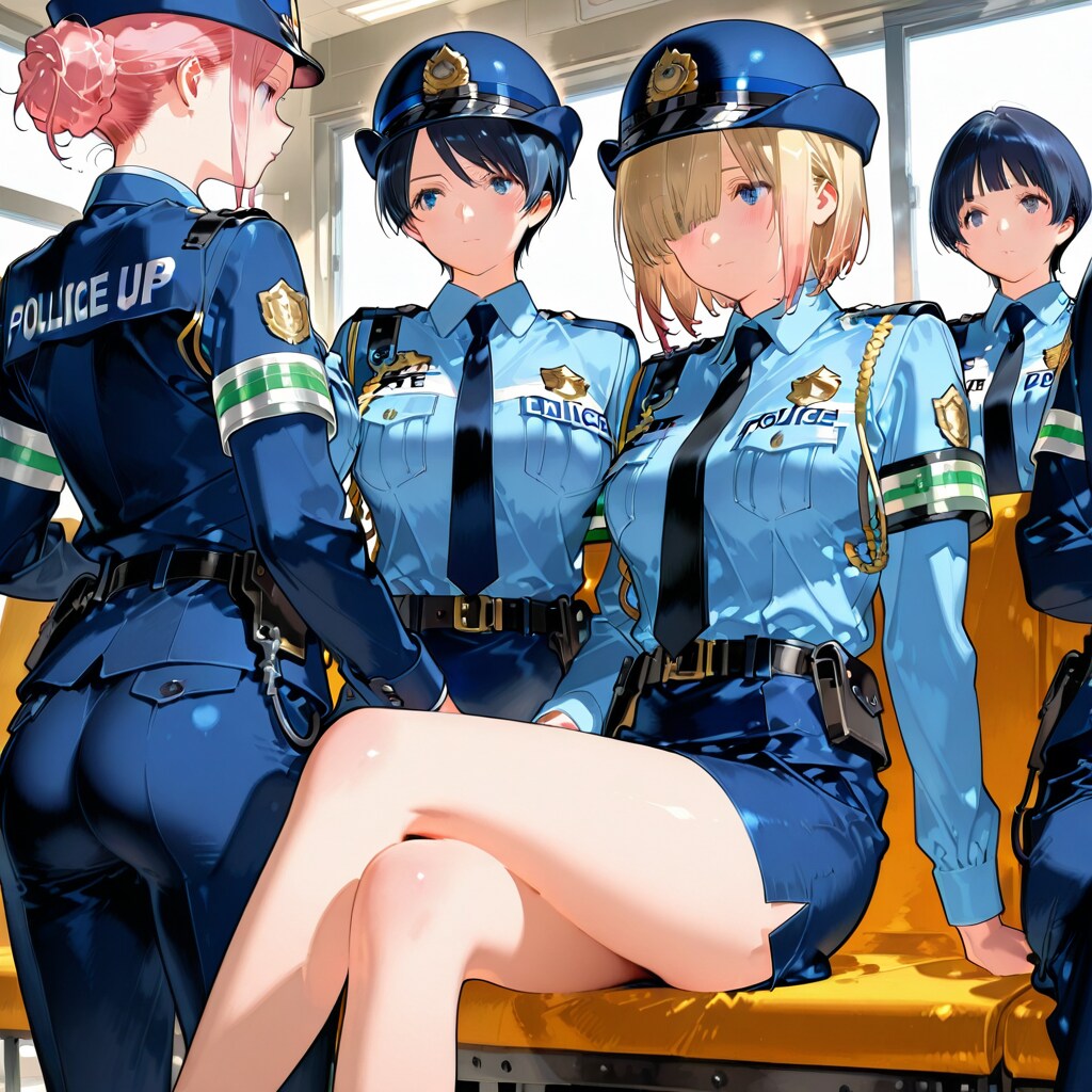 成人の日の成人式で暴れる馬鹿共に備えて待機している婦警の皆さん