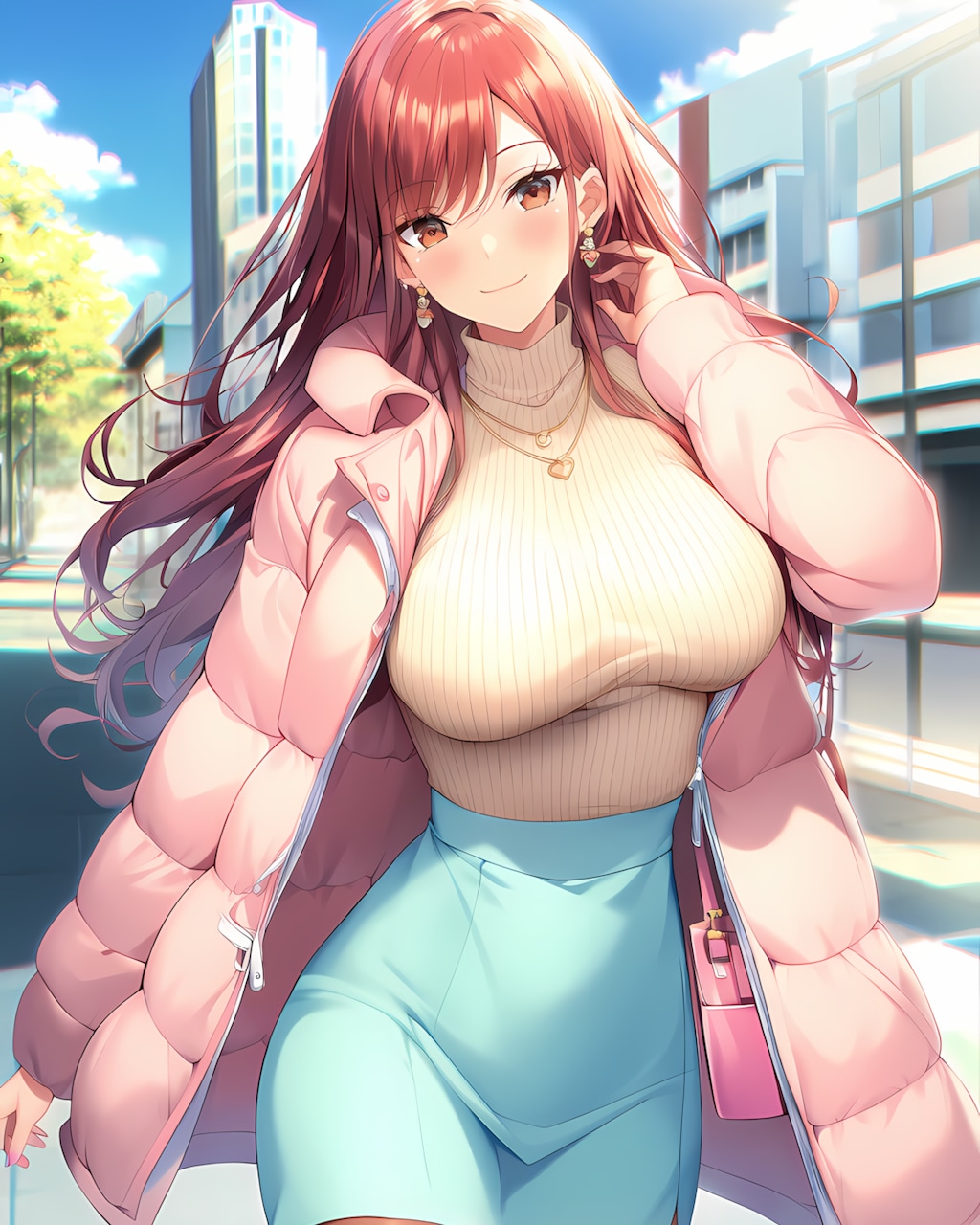 ☀️ピンクダウン晴れ通勤♡