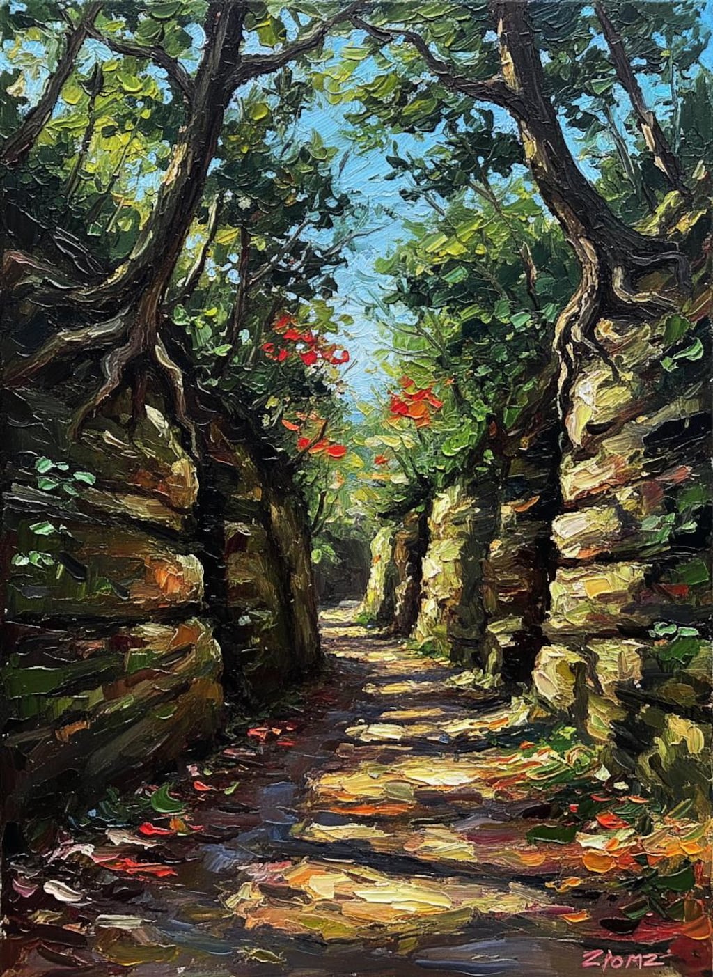 人気のない切り通しの道