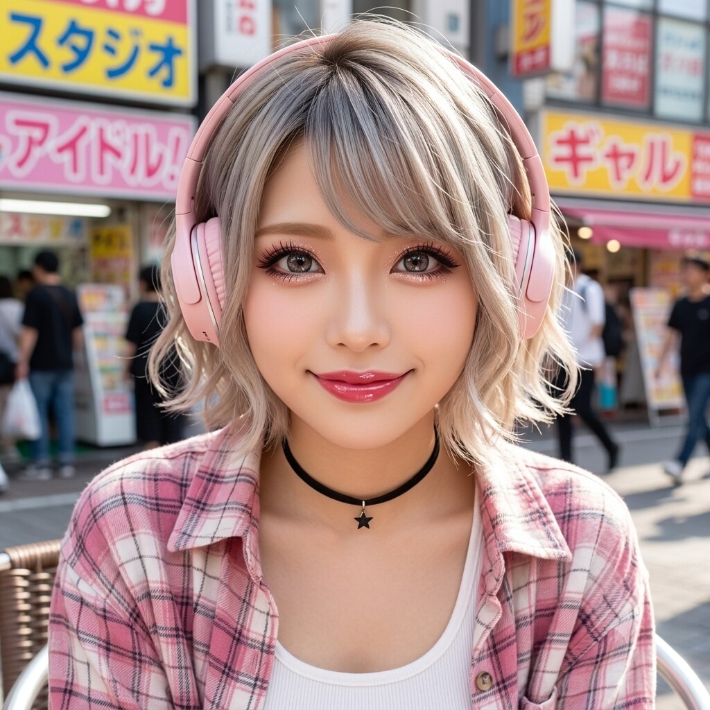 A girl wearing headphones