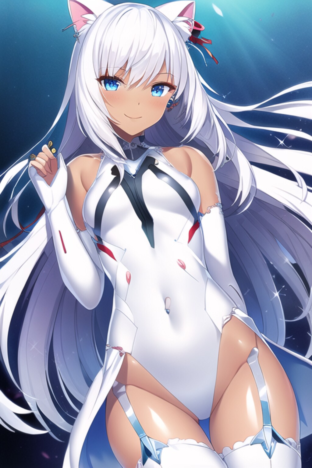 銀髪コスプレメカ娘モデル白猫