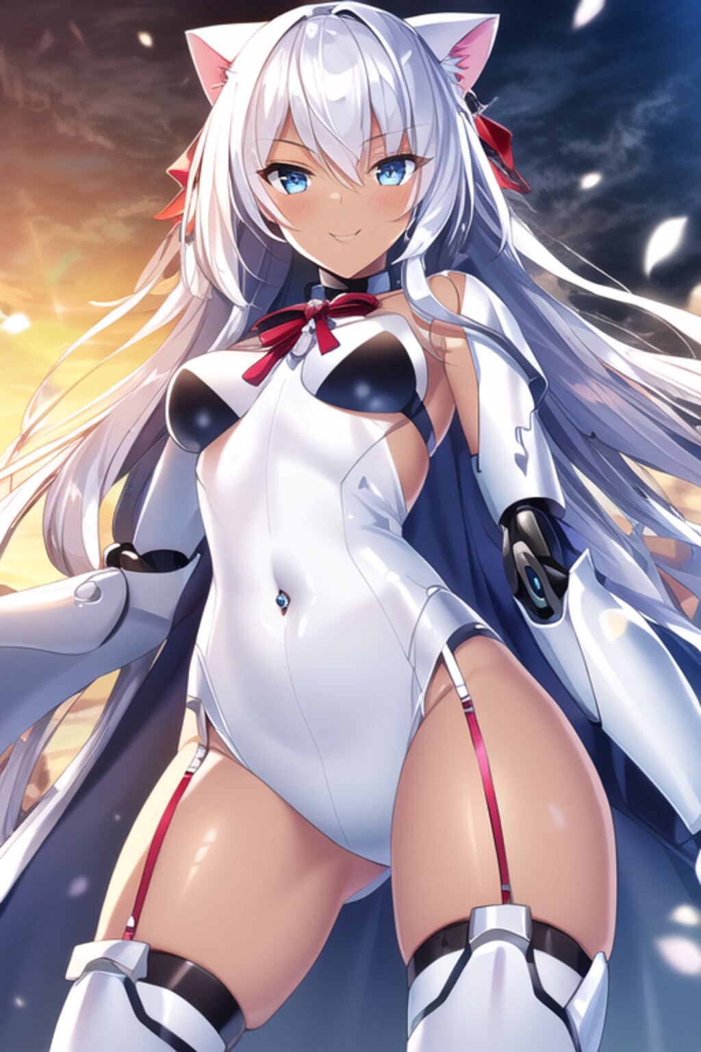 銀髪コスプレメカ娘モデル白猫