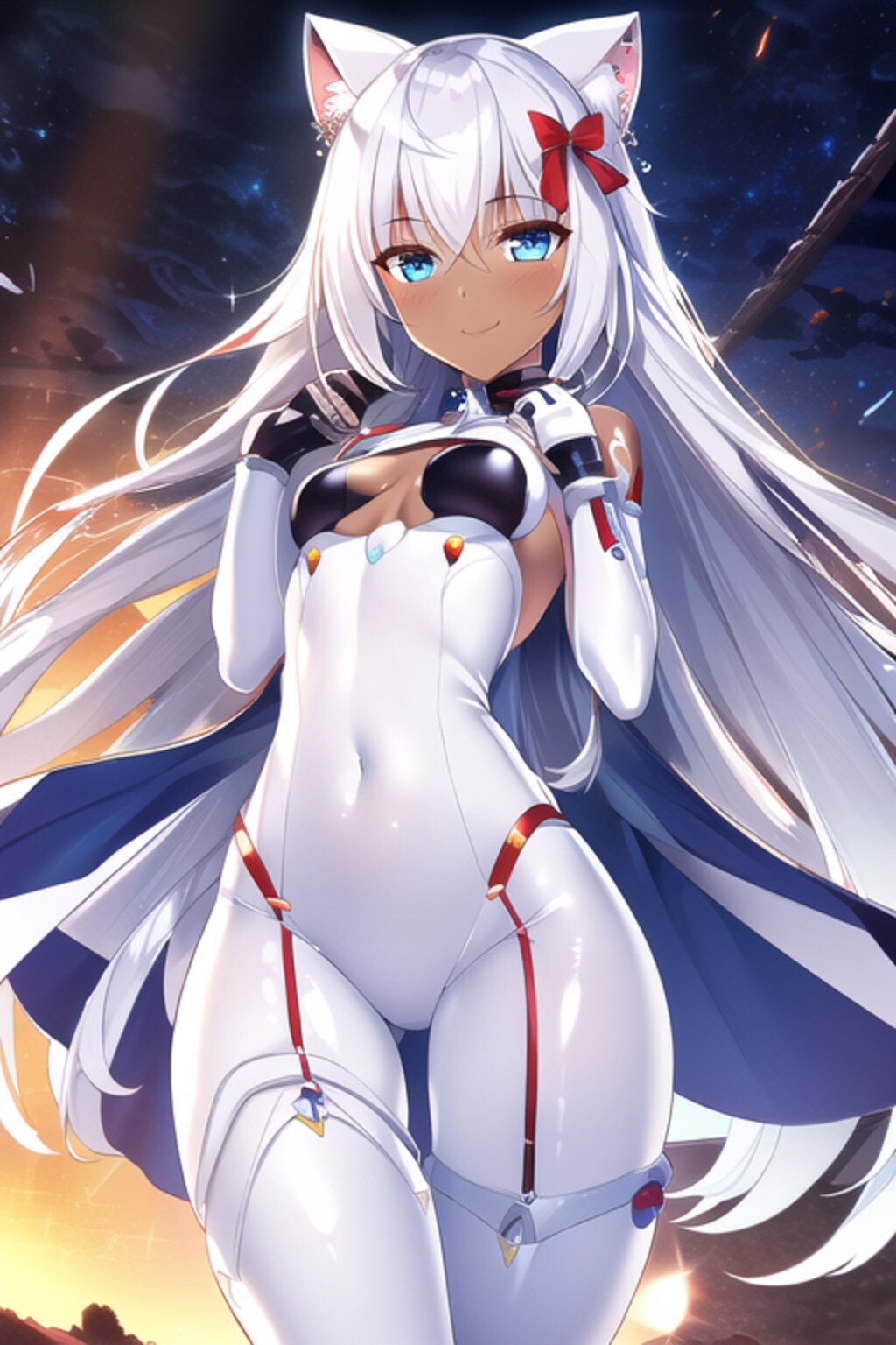 銀髪コスプレメカ娘モデル白猫