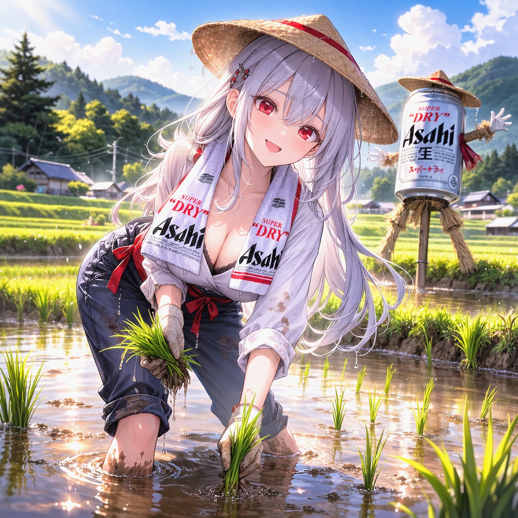 田植えをするスーパードライさん