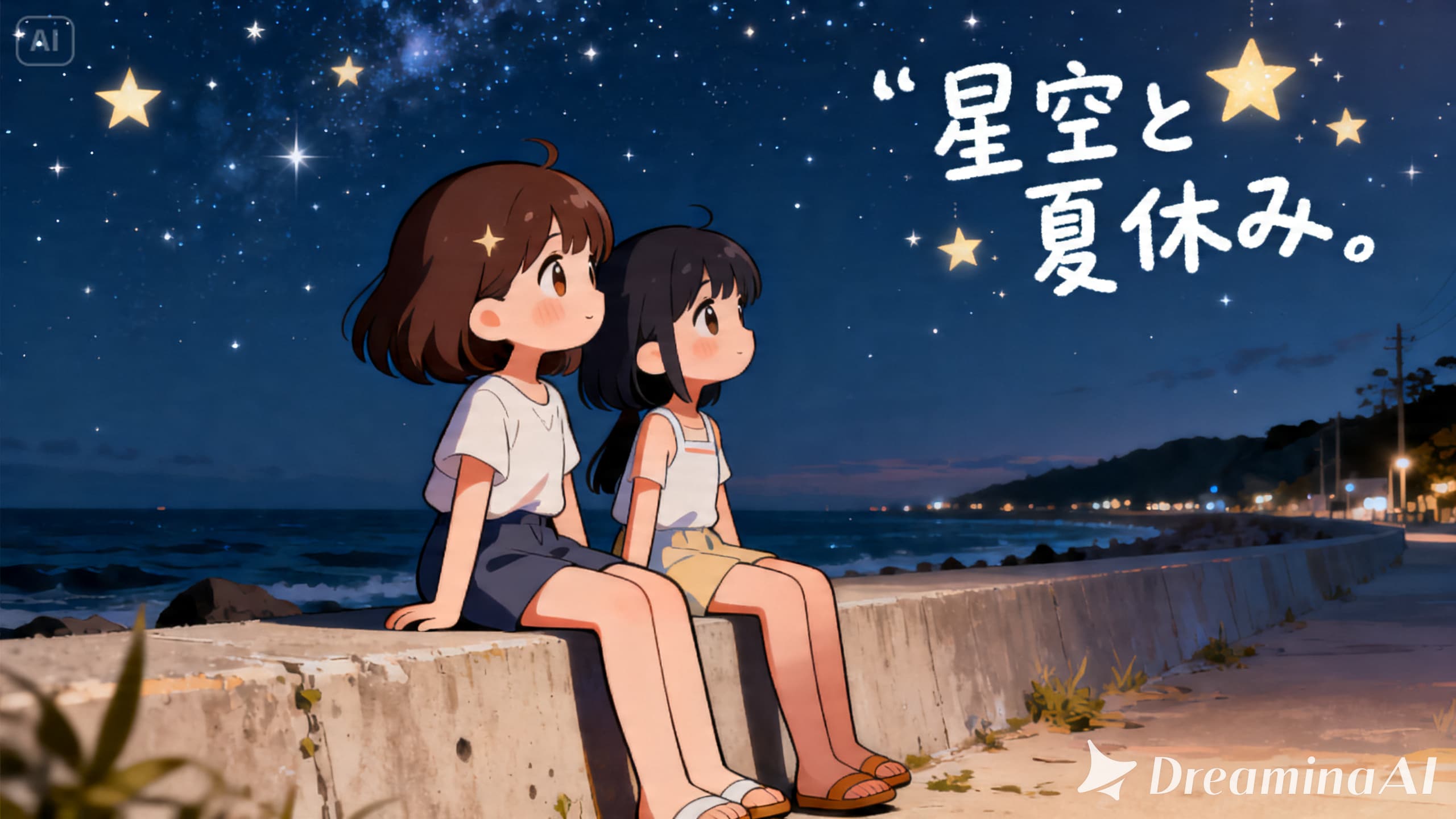 今日の夏休み（海と星空１） | の人気AIイラスト・グラビア