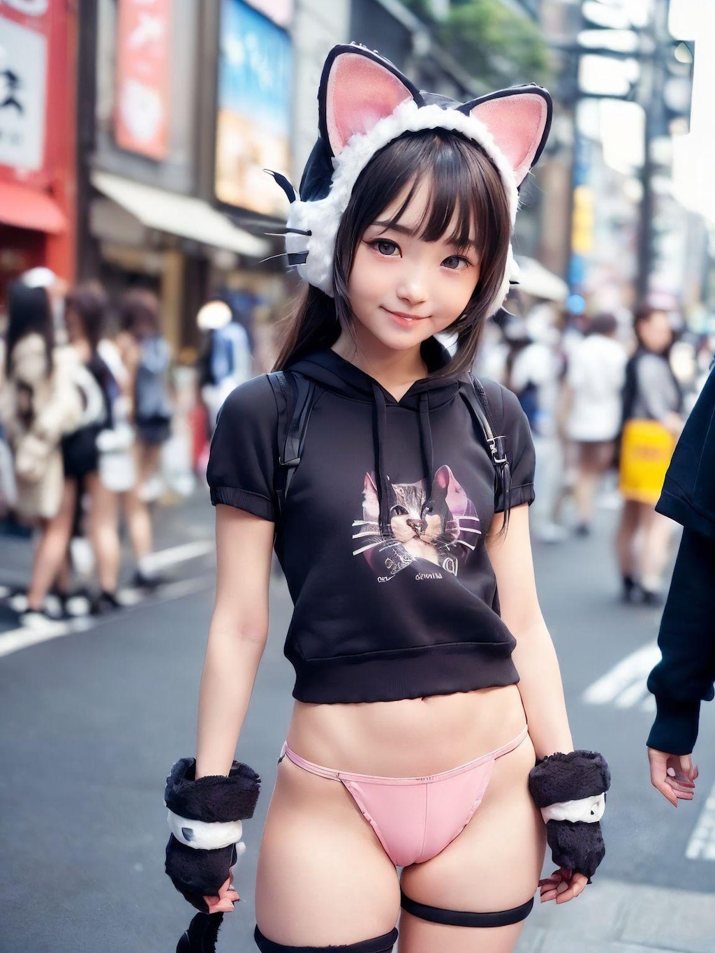 貓耳パーカーむすめ達（勿論ちっぱい）