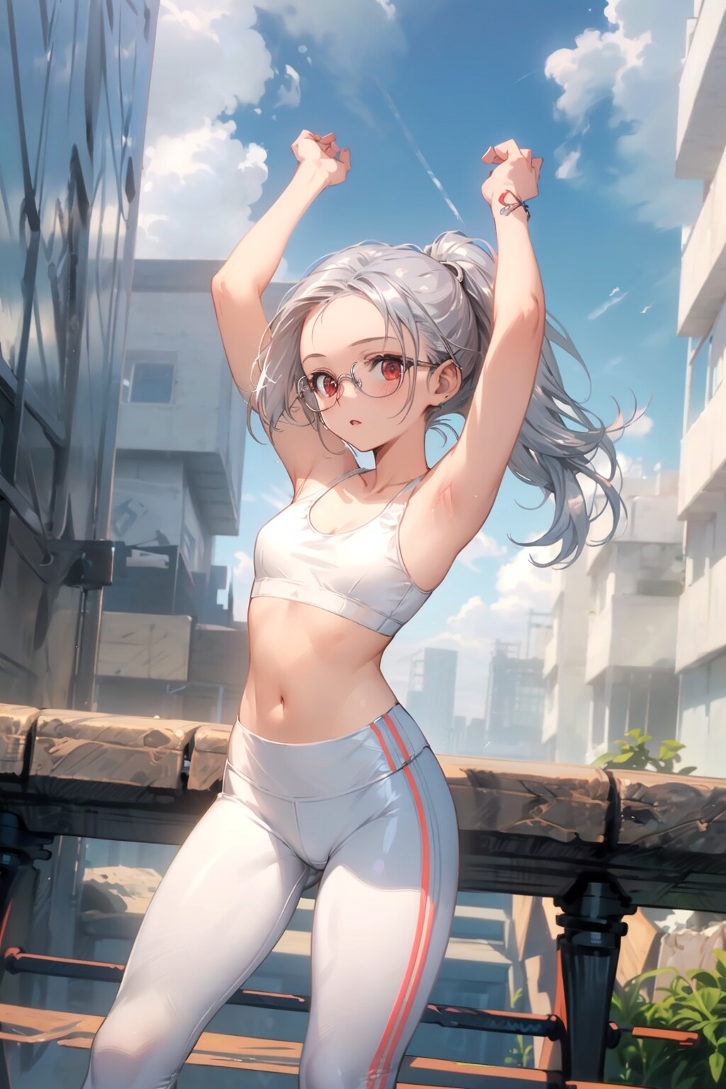 スポーツウェアの眼鏡っ娘