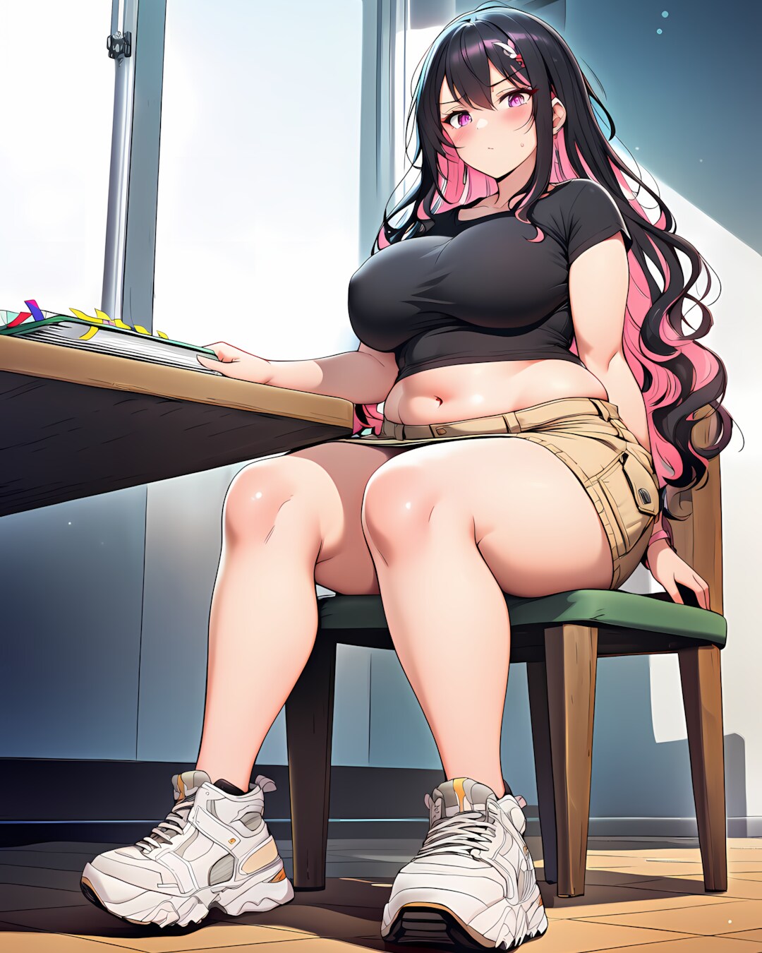 📝ラウンジで資料チェック中なギャルの特等席💚