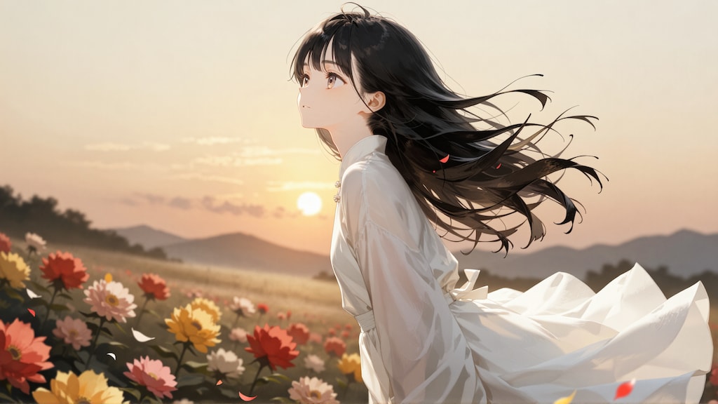 日が沈む…