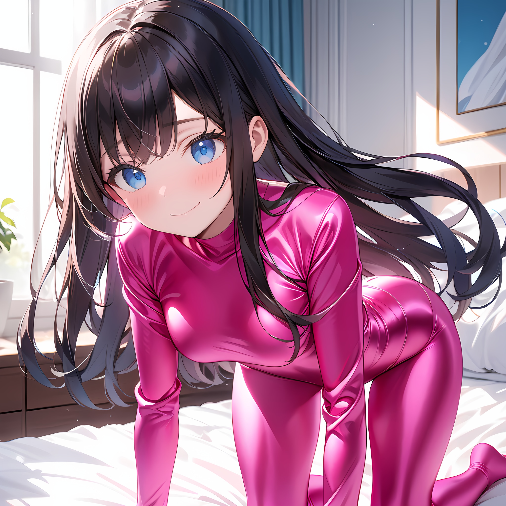 ピンクメタリック全身タイツ