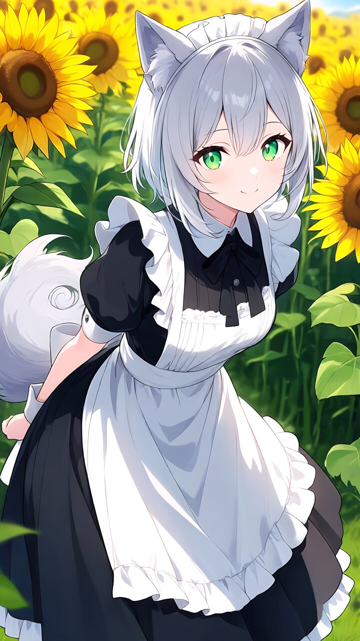 ひまわり畑のメイドさん(*'▽'*)