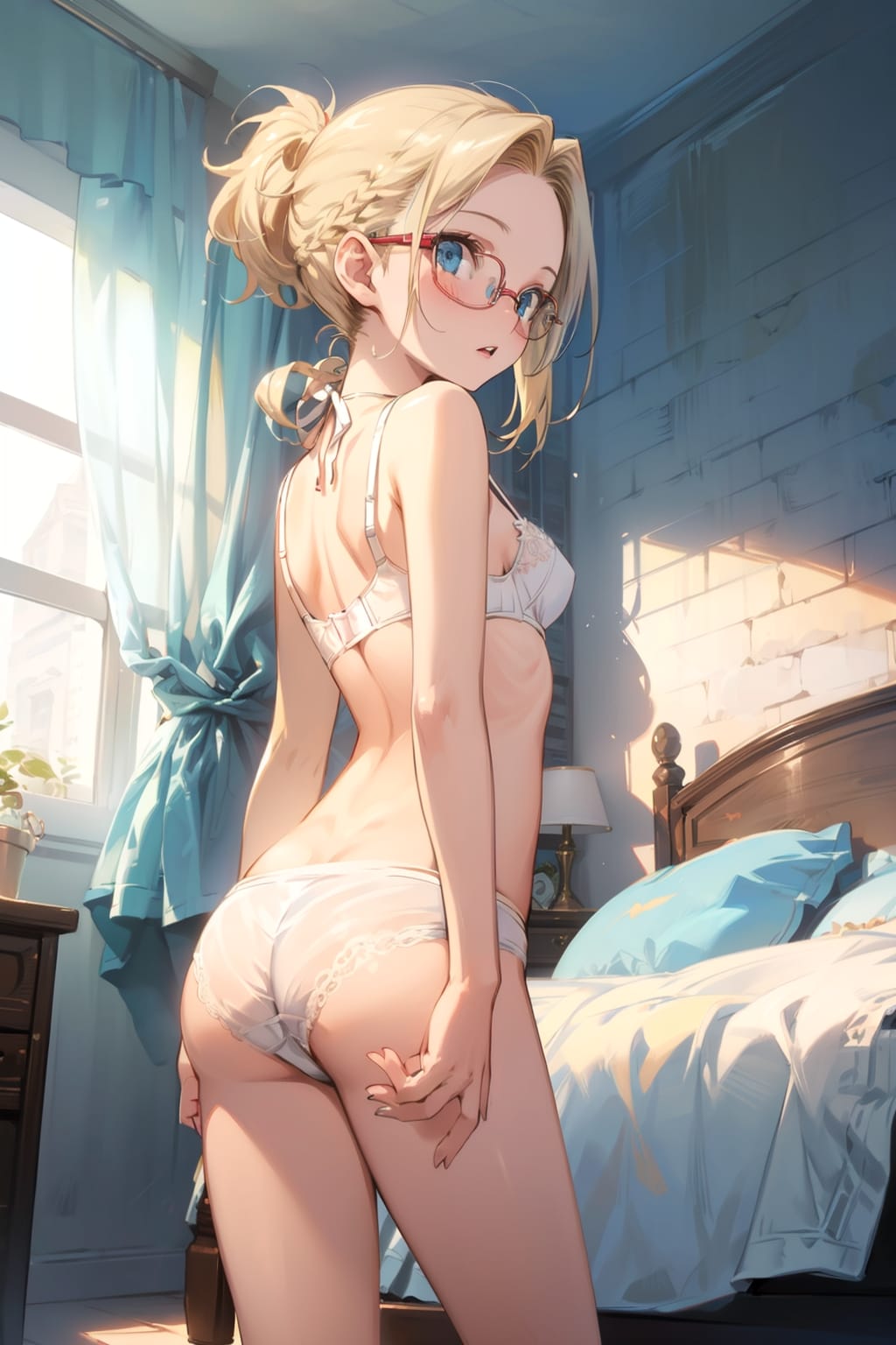 下着の眼鏡っ娘