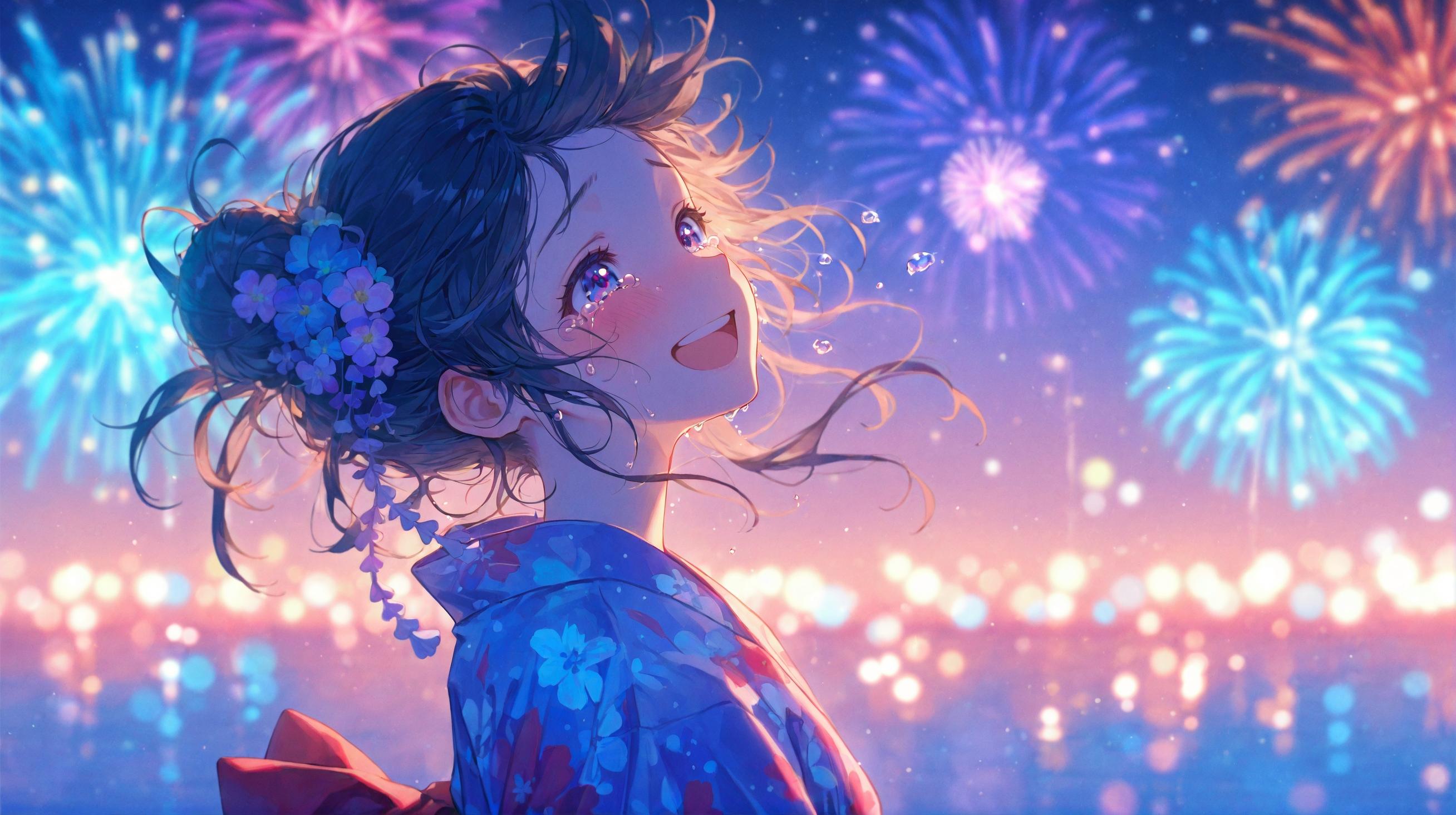 「5回目の花火大会"秒で泣いた"友達卒業宣言」ショートストーリー付き | の人気AIイラスト・グラビア