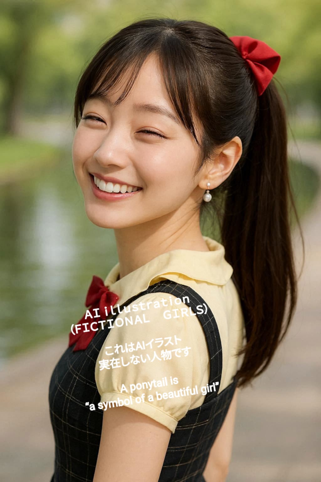 珍しくポニーテールにした美少女