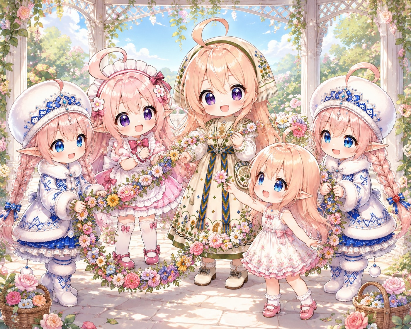 アホ毛五姉妹 | の人気AIイラスト・グラビア