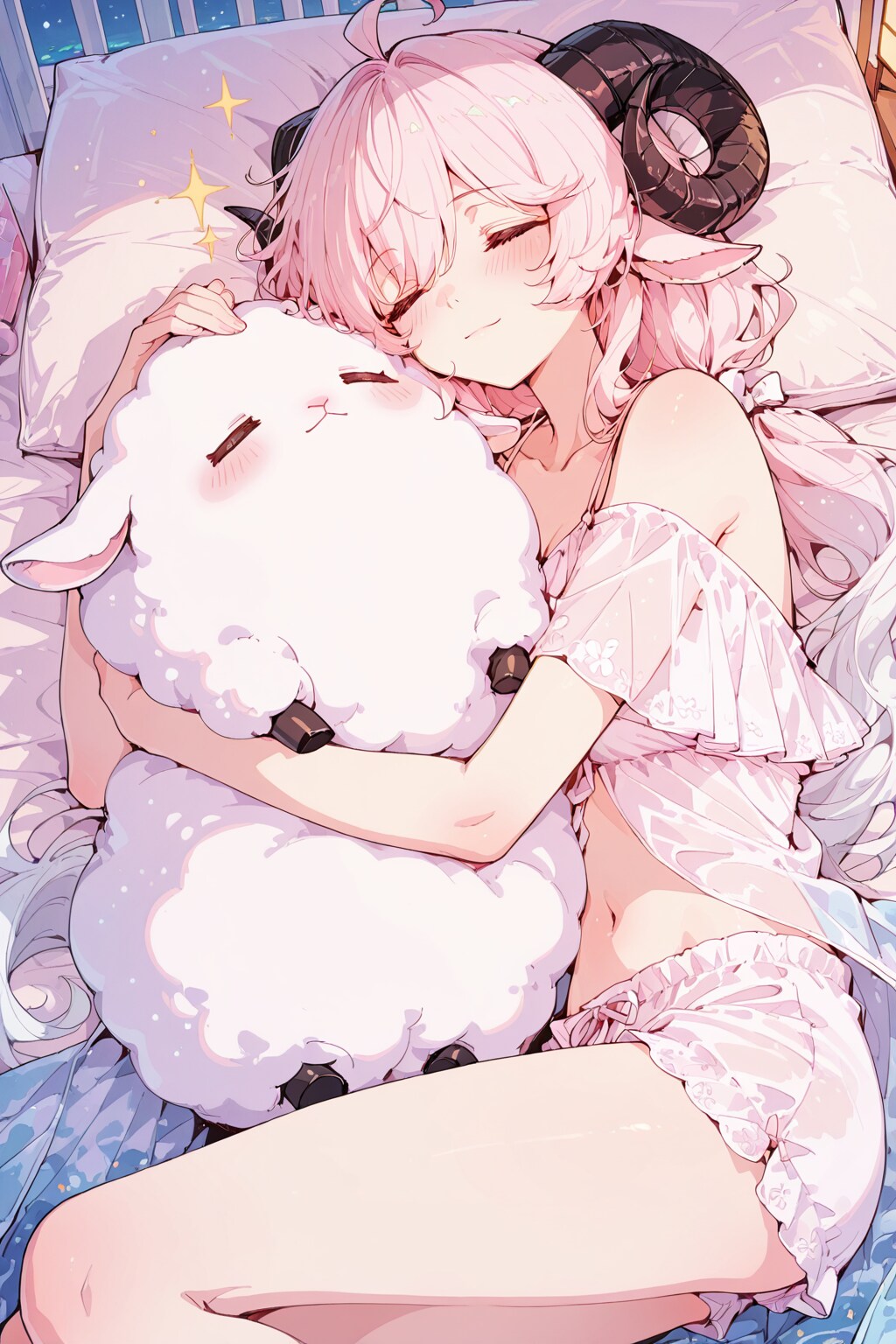 🐑抱き枕でお休み🐏